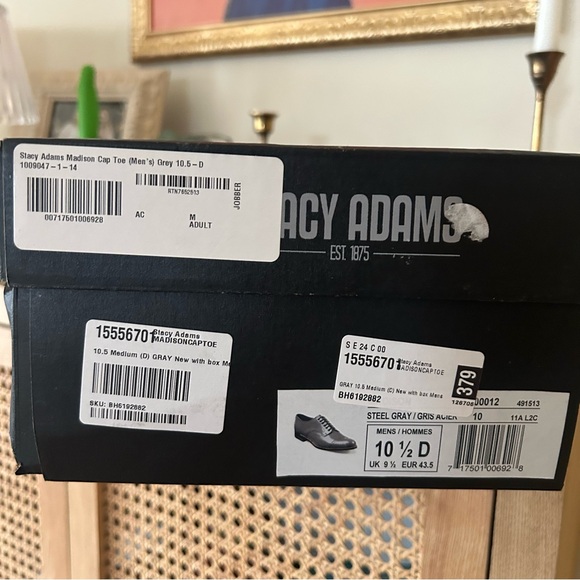 Stacy Adams Madison Cap Toe Oxford Leather Gray NEW Mens Dress Shoes Size 10.5 D - Picture 9 of 9